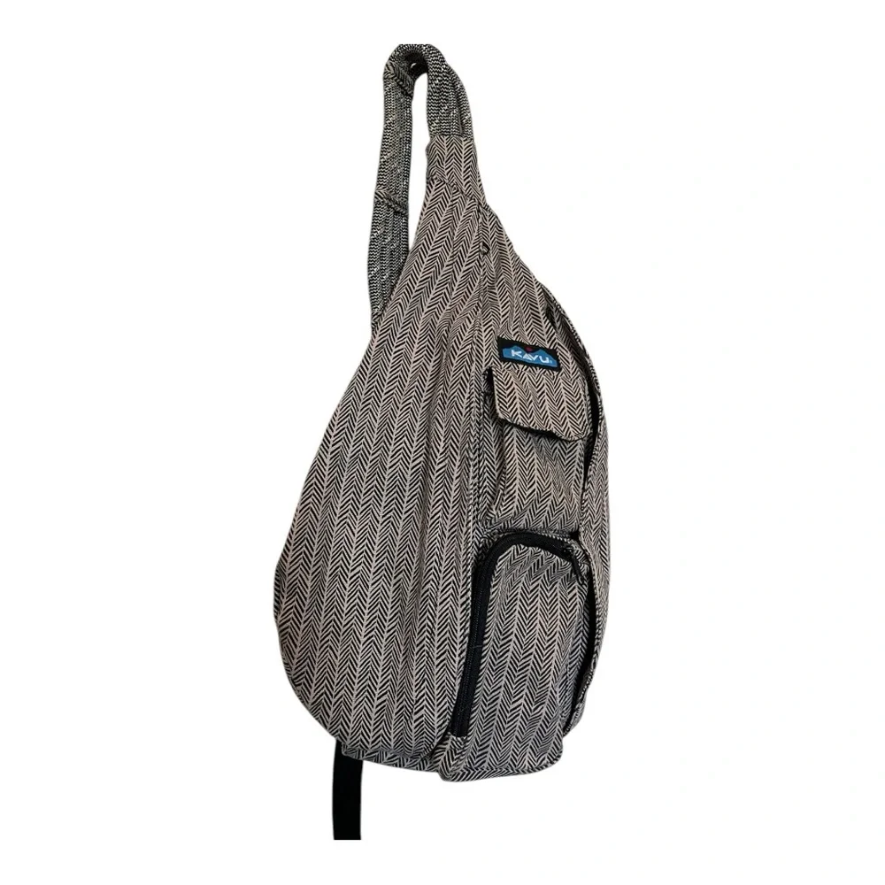 KAVU cotton rope geometric Aztec Black and Gray Sling Bag backpack